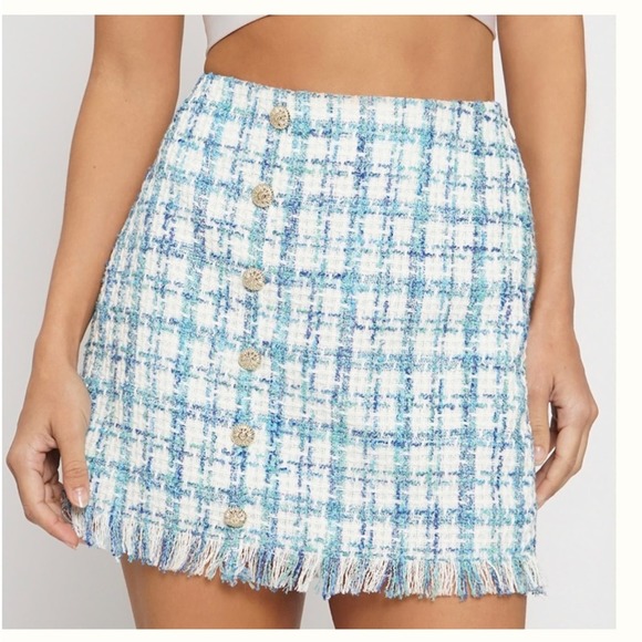 SANS SOUCI Tweed Frayed Mini Skirt NWT - Picture 1 of 9
